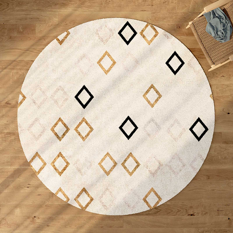 White Bohemian Area Rug Americana Pattern Polyester Rug Anti-Slip Area Carpet for Living Room