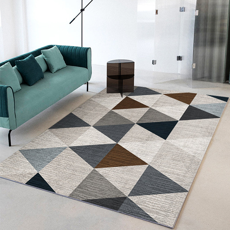 Leisure Indoor Rug Geometric Patchwork Modern Area Rug Polyester Anti-Slip Carpet for Living Room
