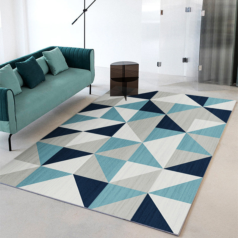 Leisure Indoor Rug Geometric Patchwork Modern Area Rug Polyester Anti-Slip Carpet for Living Room