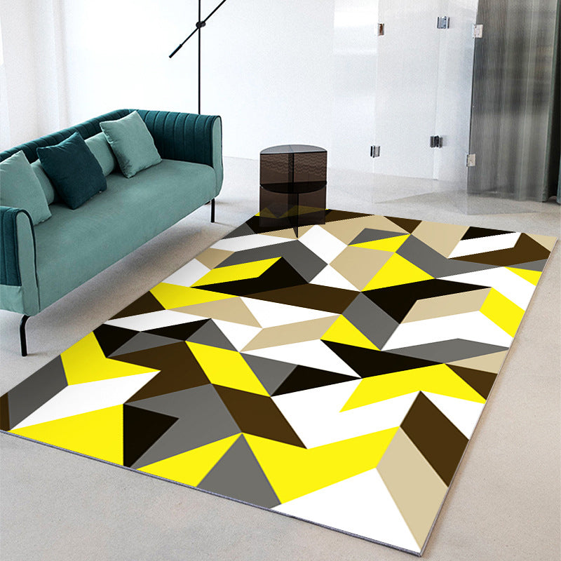 Leisure Indoor Rug Geometric Patchwork Modern Area Rug Polyester Anti-Slip Carpet for Living Room