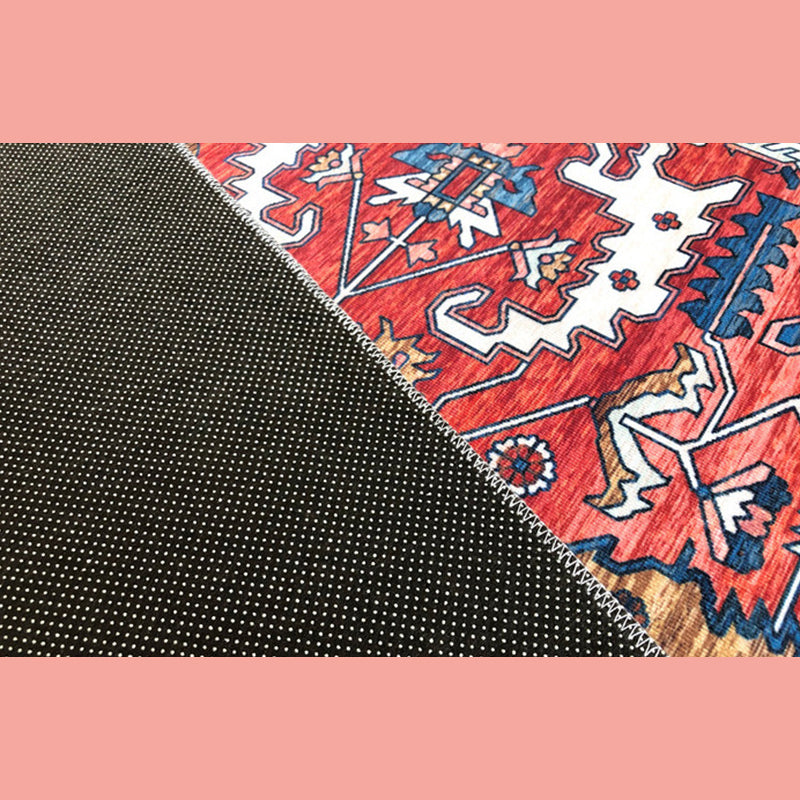 Beige Living Room Area Carpet Americana Pattern Rug Polyester Anti-Slip Backing Rug
