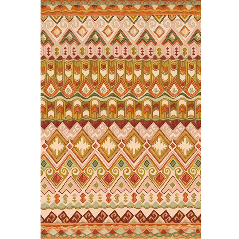 Red Bohemian Area Rug Polyester Americana Pattern Area Carpet Non-Slip Backing Rug for Home Decor
