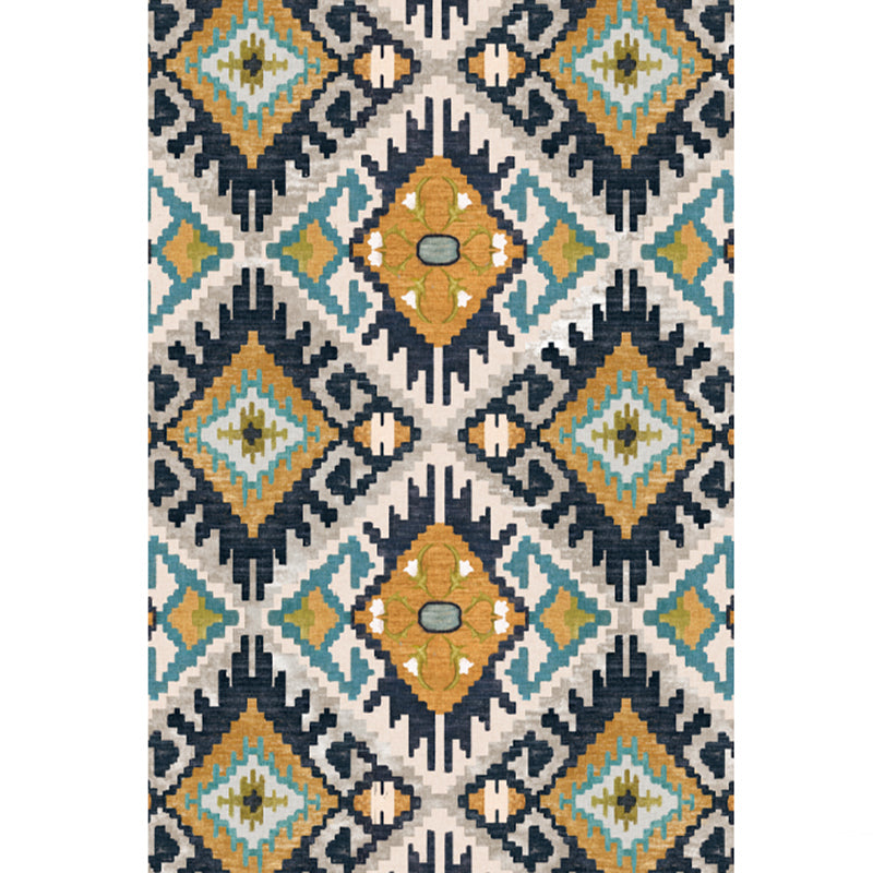 Red Bohemian Area Rug Polyester Americana Pattern Area Carpet Non-Slip Backing Rug for Home Decor