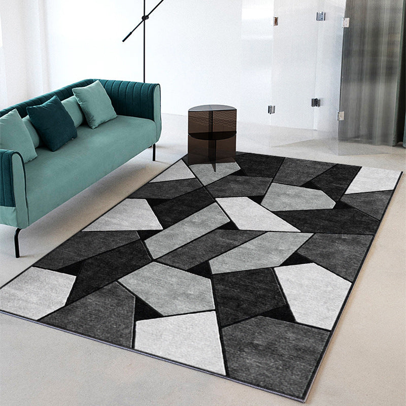 Fancy Geometric Area Rug Polyster Indoor Rug Washable Living Room Carpet with Non-Slip Backing
