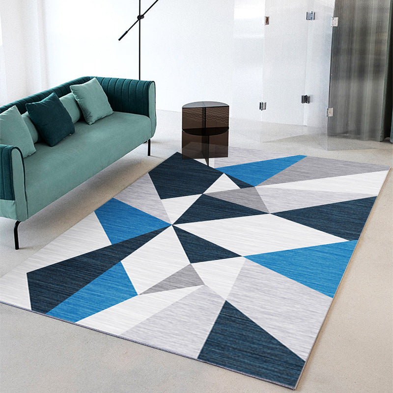Fancy Geometric Area Rug Polyster Indoor Rug Washable Living Room Carpet with Non-Slip Backing