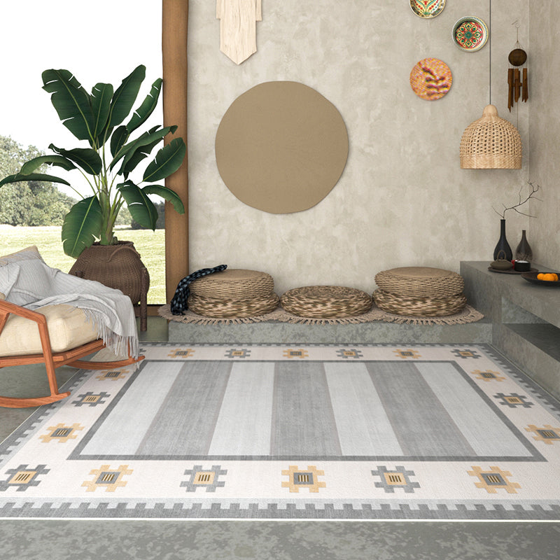 Beige Living Room Area Rug Bohemian Americana Print Rug Easy Care Washable Carpet for Home Decor
