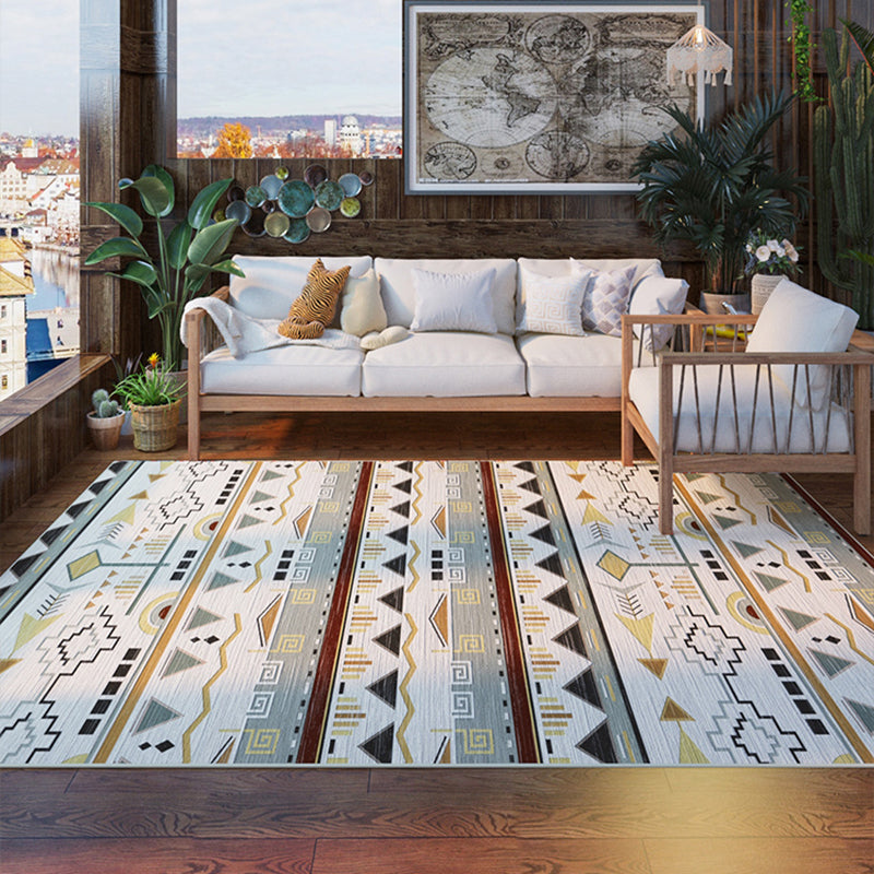 Beige Living Room Area Rug Bohemian Americana Print Rug Easy Care Washable Carpet for Home Decor