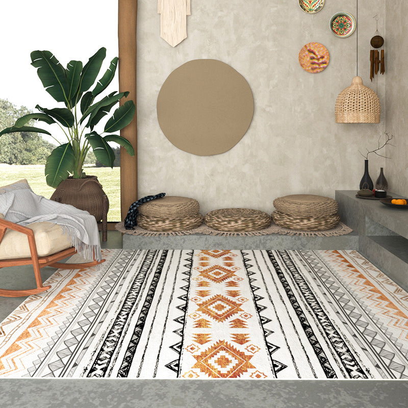 Beige Living Room Area Rug Bohemian Americana Print Rug Easy Care Washable Carpet for Home Decor