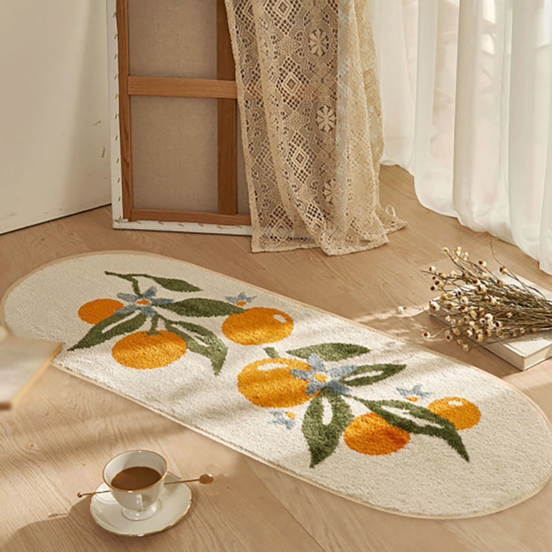 Orange Modern Rug Polyester Flower Area Rug Stain Resistant Indoor Rug for Home Decor