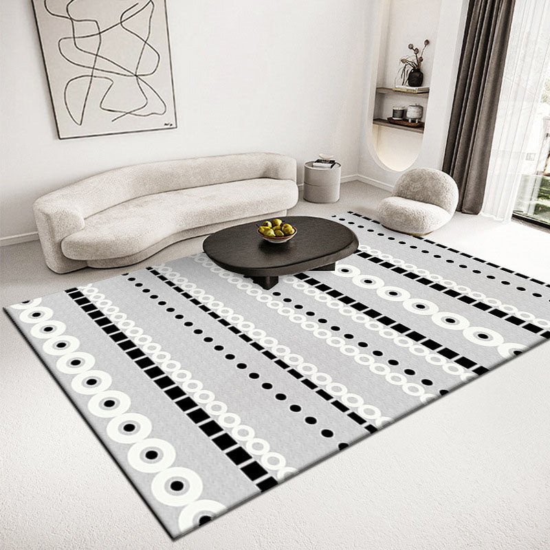 Grey Americana Pattern Rug Bohemian Polyester Area Carpet Non-Slip Backing Rug for Living Room