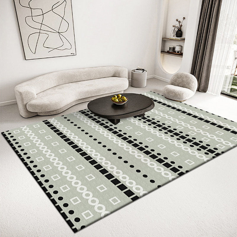 Grey Americana Pattern Rug Bohemian Polyester Area Carpet Non-Slip Backing Rug for Living Room