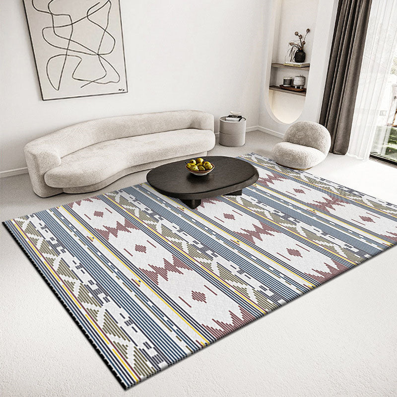 Grey Americana Pattern Rug Bohemian Polyester Area Carpet Non-Slip Backing Rug for Living Room