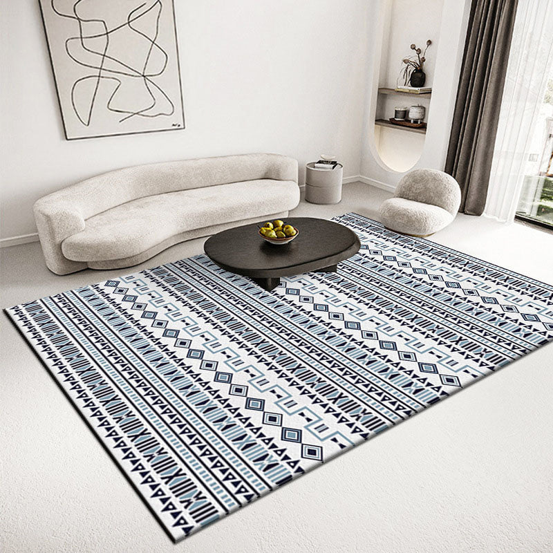 Grey Americana Pattern Rug Bohemian Polyester Area Carpet Non-Slip Backing Rug for Living Room