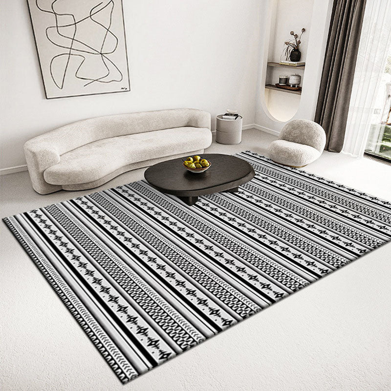 Grey Americana Pattern Rug Bohemian Polyester Area Carpet Non-Slip Backing Rug for Living Room