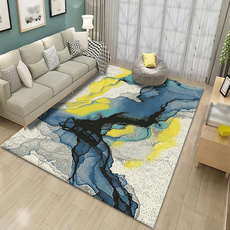 Contemporary Indoor Rug Abstract Pattern Carpet Polyester Stain Resistant Area Rug for Living Room