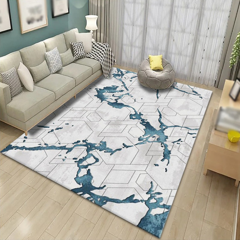 Contemporary Indoor Rug Abstract Pattern Carpet Polyester Stain Resistant Area Rug for Living Room