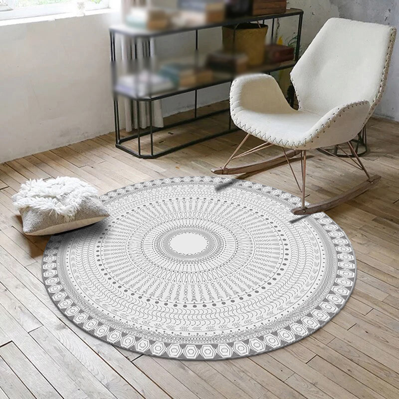 White Bedroom Area Carpet Bohemian Americana Pattern Rug Polyester Washable Rug