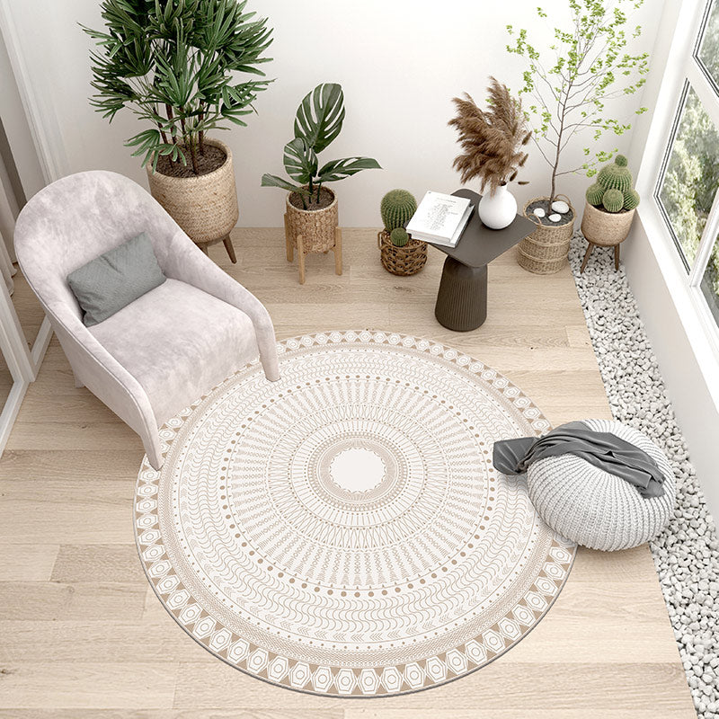 White Bedroom Area Carpet Bohemian Americana Pattern Rug Polyester Washable Rug