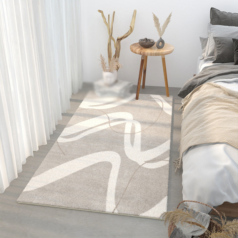 Beige Modern Rug Polyester Graphic Area Rug Non-Slip Backing Indoor Rug for Home Decor