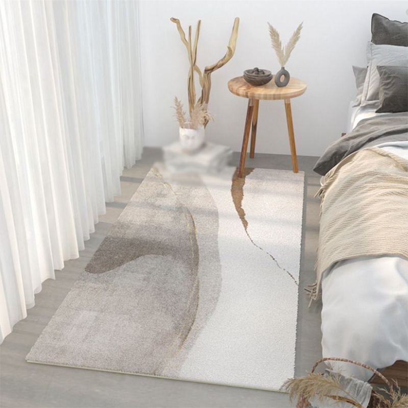 Beige Modern Rug Polyester Graphic Area Rug Non-Slip Backing Indoor Rug for Home Decor