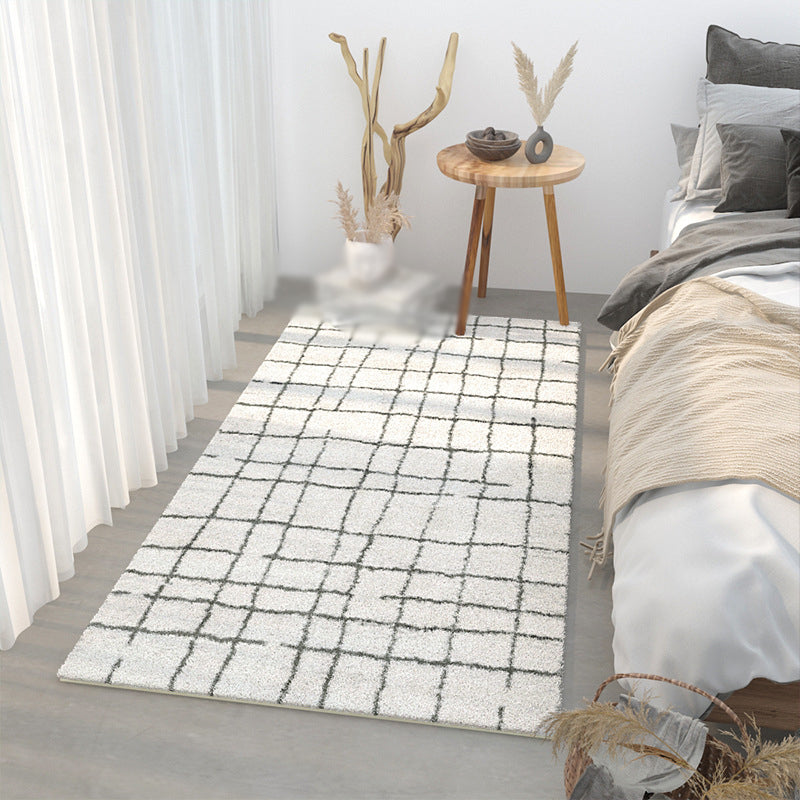 Beige Modern Rug Polyester Graphic Area Rug Non-Slip Backing Indoor Rug for Home Decor