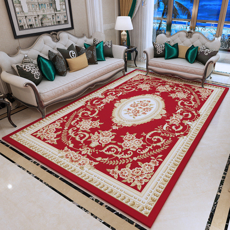 Nostalgie Ethnisch gedruckter Teppichpolyester Teppich Haustierfreundlicher Innenteppich für Wohnzimmer