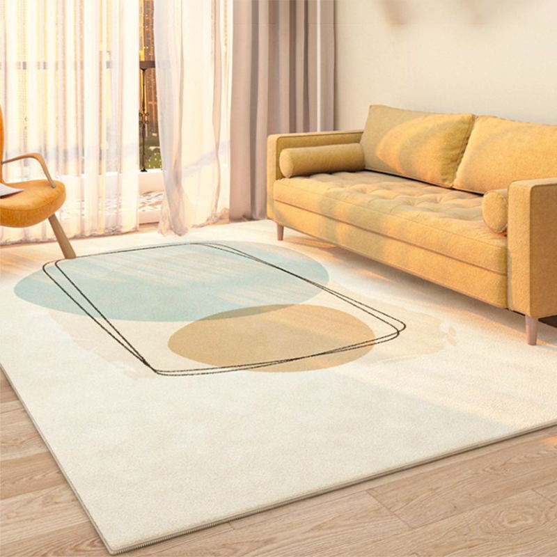 Light Blue Modern Rug Polyester Circle Indoor Rug Washable Area Rug for Home Decor