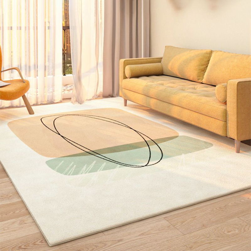 Light Blue Modern Rug Polyester Circle Indoor Rug Washable Area Rug for Home Decor