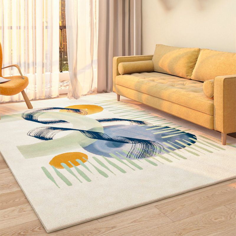 Light Blue Modern Rug Polyester Circle Indoor Rug Washable Area Rug for Home Decor