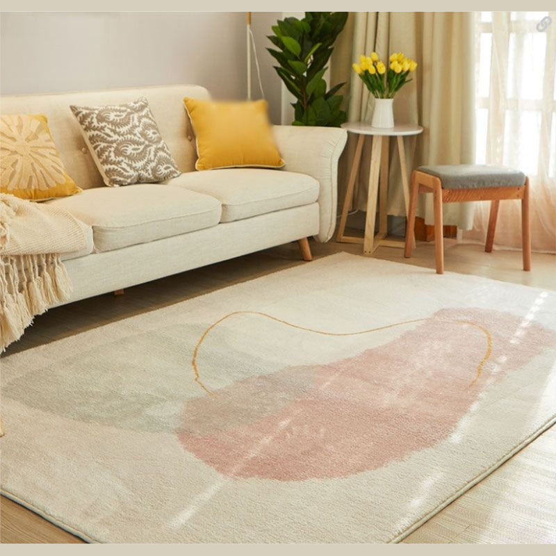 Yellow Modern Carpet Polyester Graphic Area Rug Non-Slip Backing for Living Room