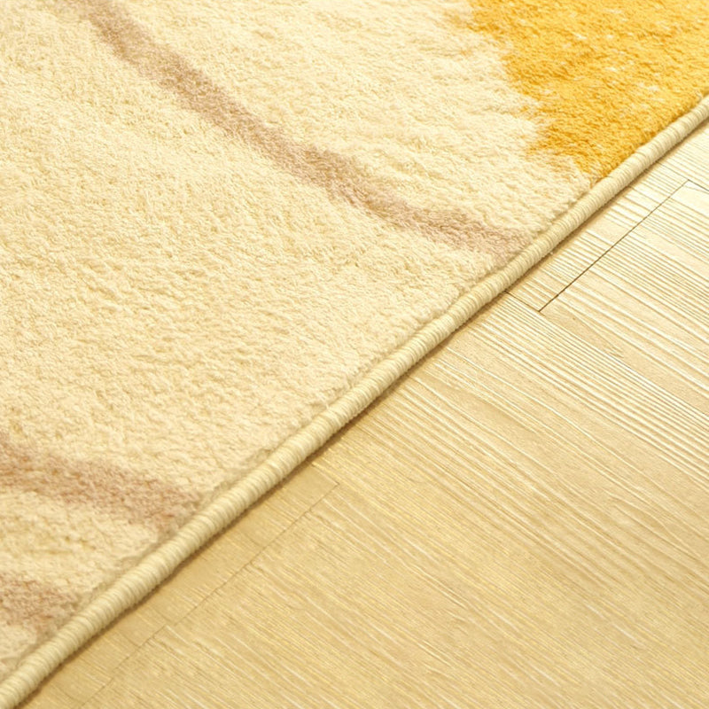 Yellow Modern Carpet Polyester Graphic Area Rug Non-Slip Backing for Living Room