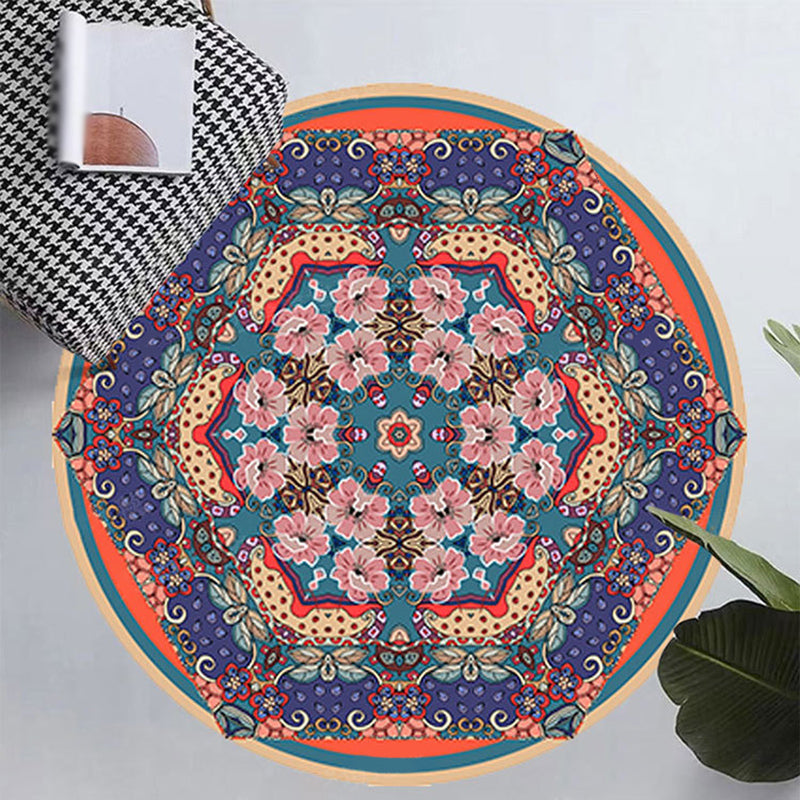Victorian Round Waschung Teppich Marokkanischer Medaillon Teppich Polyester Nicht-Schlupfteppich für Wohnzimmer