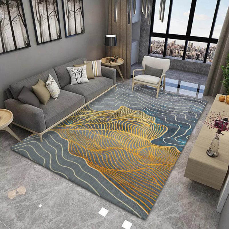 Trendy Home Decoration Rug Spinning Printed Area Rug Polyester Stain Resistant Indoor Carpet