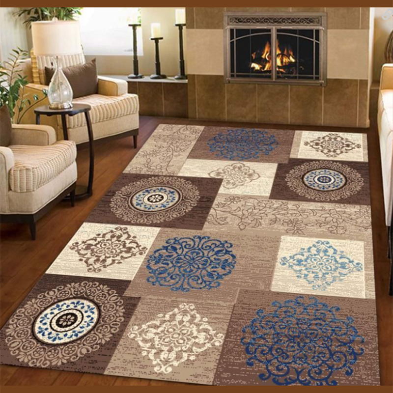 Brown Retro Rug Polyester Graphic Indoor Rug Stain Resistant Area Rug for Home Decor