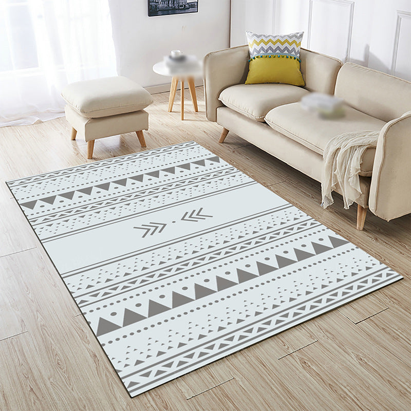 Minimalist Boho Rug Tribal Pattern Polyester Carpet Stain Resistant Indoor Rug for Living Room