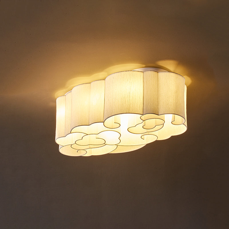 White Minimalism Flush Mount Oval Stoff Flush Ceiling Light für Esszimmer