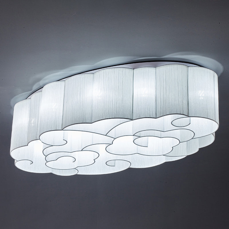 White Minimalism Flush Mount Oval Stoff Flush Ceiling Light für Esszimmer