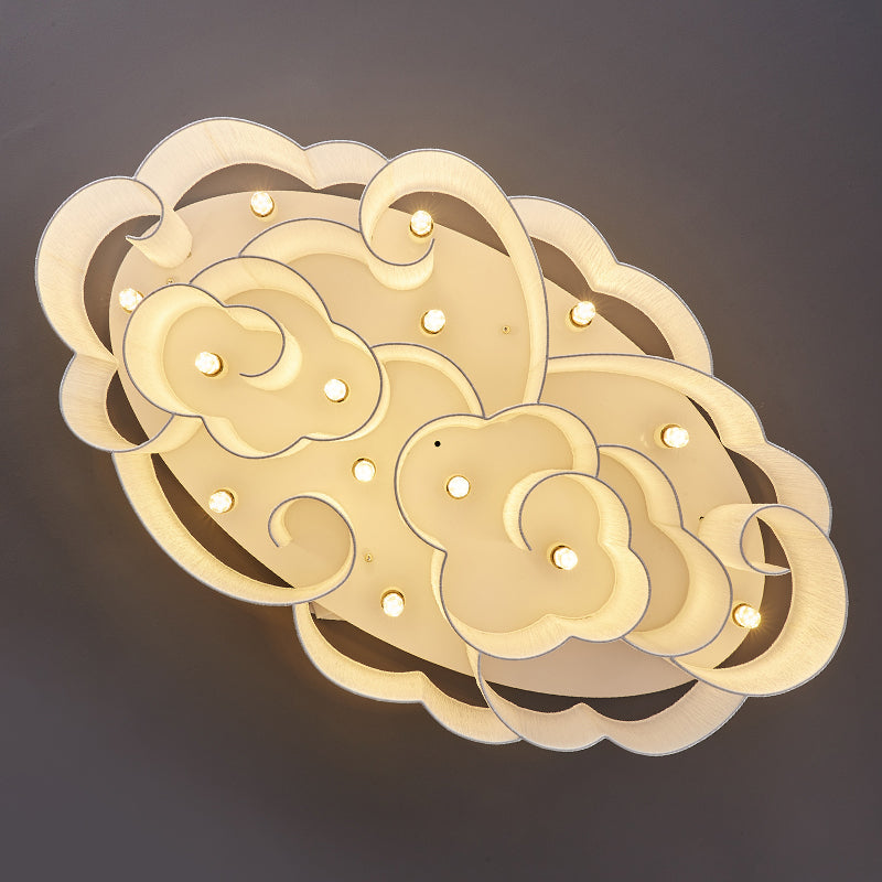 White Minimalism Flush Mount Oval Stoff Flush Ceiling Light für Esszimmer