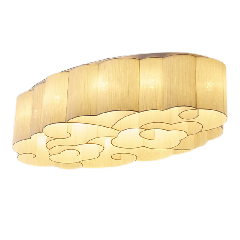 White Minimalism Flush Mount Oval Stoff Flush Ceiling Light für Esszimmer
