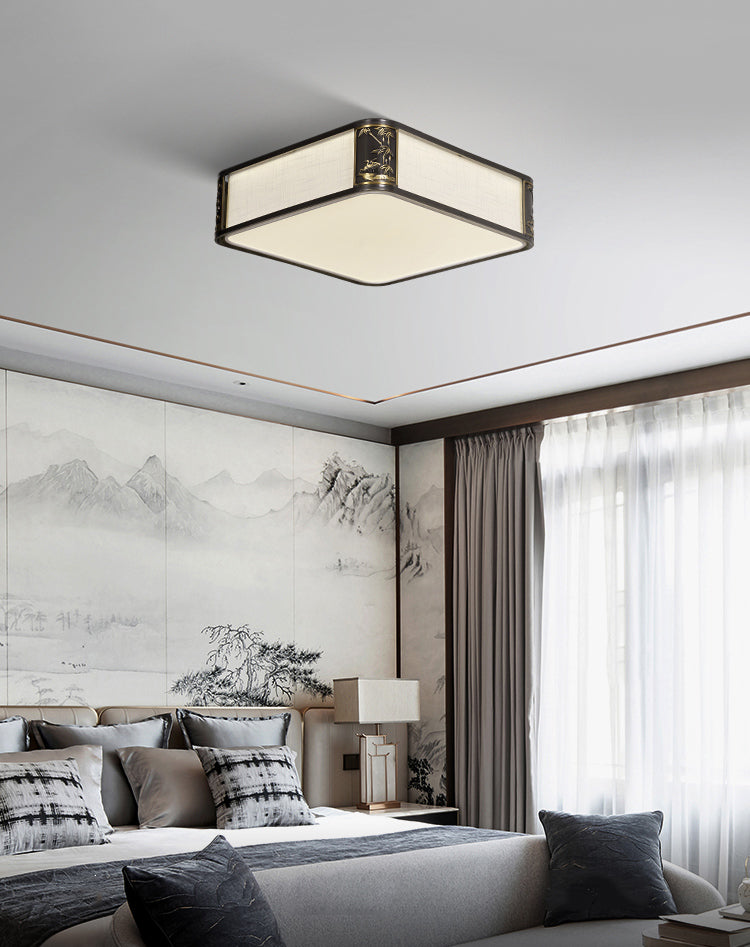 Metal Minimalism 1-Light Flush Mount Lamp Squared Flush Ceiling Light for Bedroom