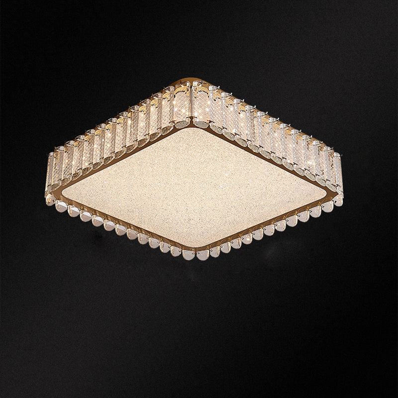 Gold Crystal Flush Mount Postmodern Circle Ceiling Light Fixture for Bedroom