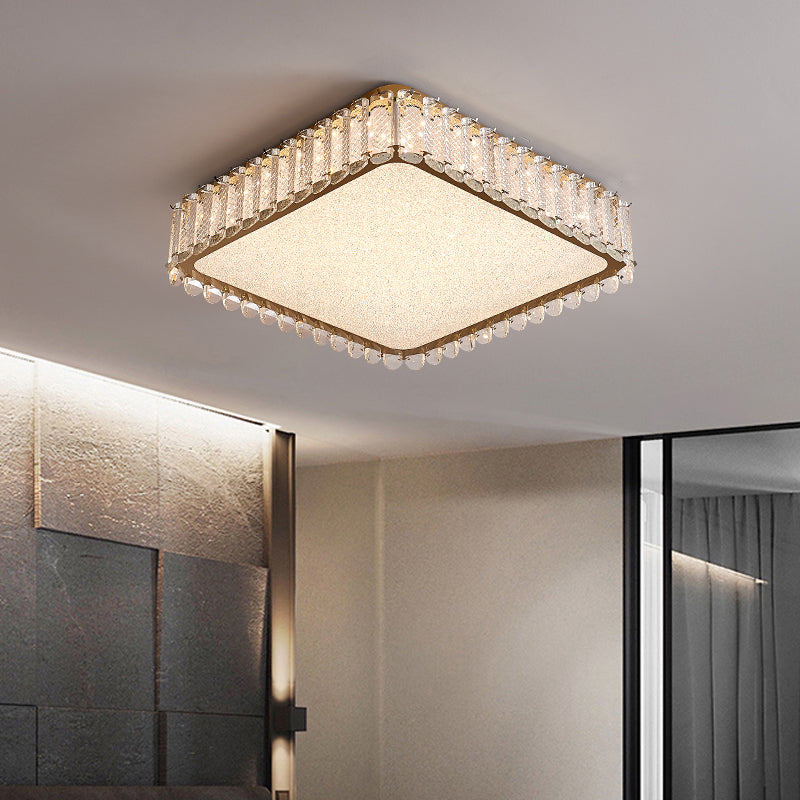 Gold Crystal Flush Mount Postmodern Circle Ceiling Light Fixture for Bedroom