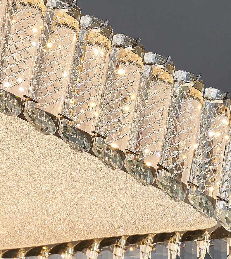 Gold Crystal Flush Mount Postmodern Circle Ceiling Light Fixture for Bedroom