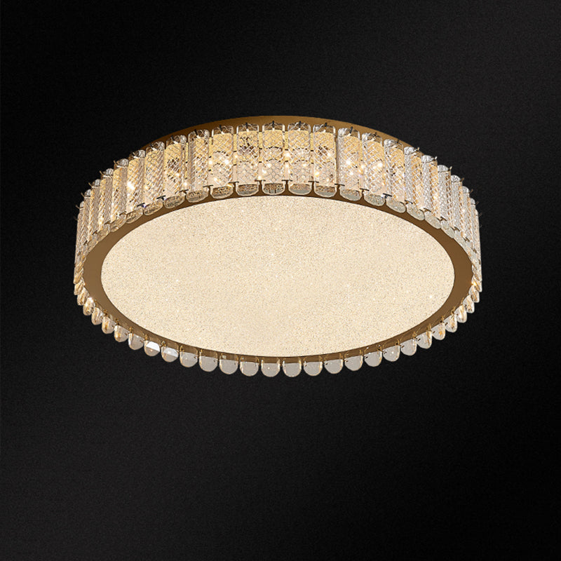 Gold Crystal Flush Mount Postmodern Circle Ceiling Light Fixture for Bedroom