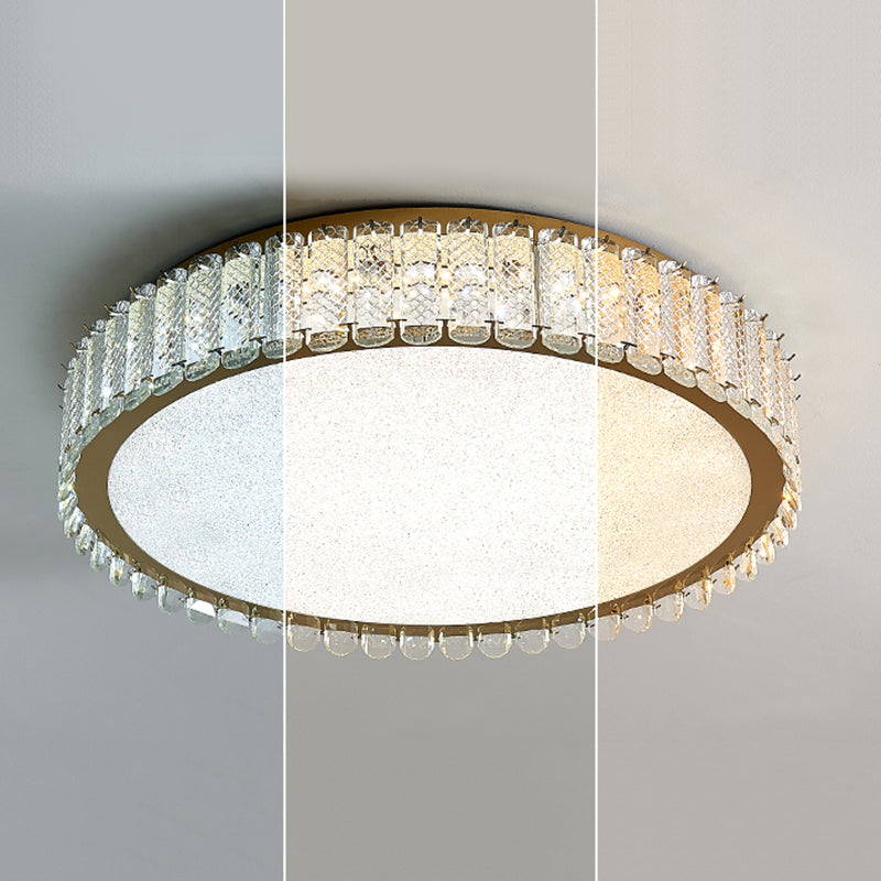 Gold Crystal Flush Mount Postmodern Circle Ceiling Light Fixture for Bedroom