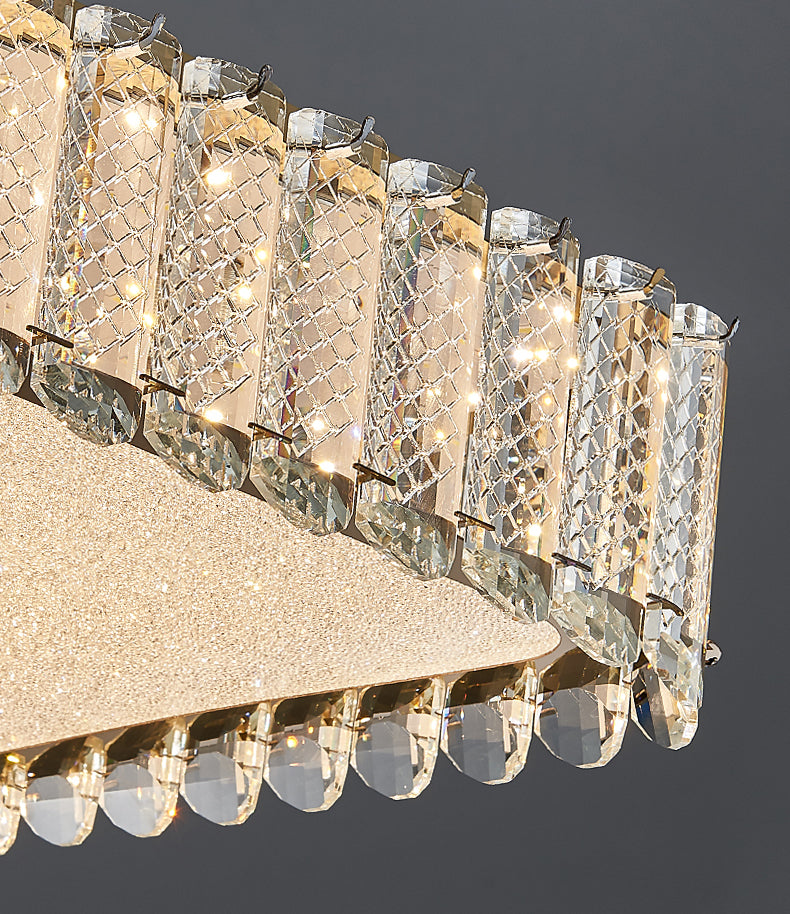 Gold Crystal Flush Mount Postmodern Circle Ceiling Light Fixture for Bedroom