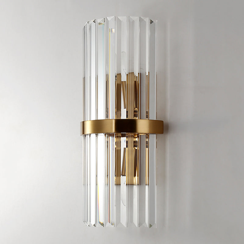 Luce murale cilindrica cristallina nella moderna lampada da parete a 2 luci di elettroplate in stile creativo