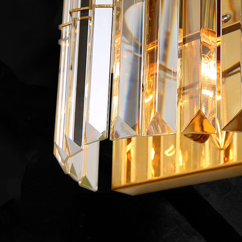 Diconce de pared de oro de acero inoxidable en una lámpara de pared cilíndrica de cristal de estilo romántico moderno para dormitorio