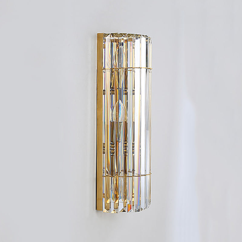 Diconce de pared de oro de acero inoxidable en una lámpara de pared cilíndrica de cristal de estilo romántico moderno para dormitorio