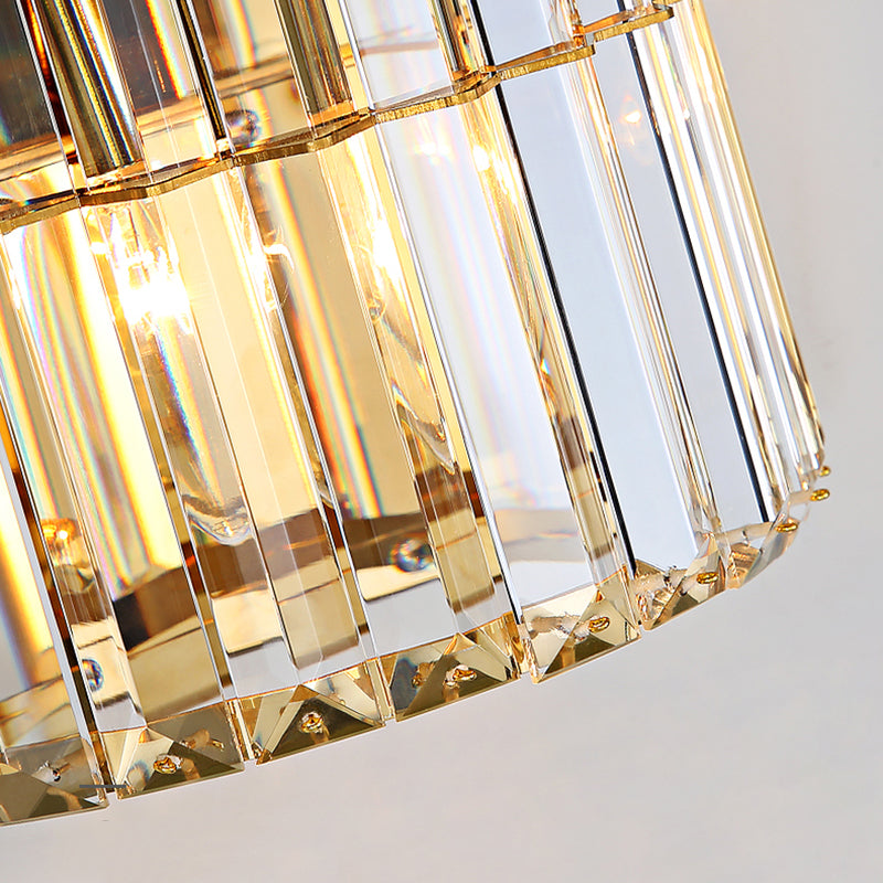 Diconce de pared de oro de acero inoxidable en una lámpara de pared cilíndrica de cristal de estilo romántico moderno para dormitorio